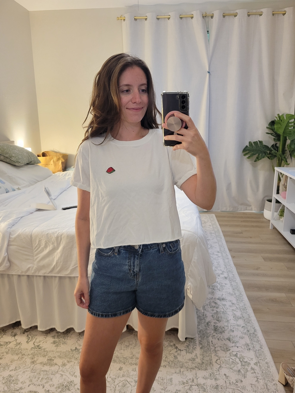 Forever 21 White Short Sleeve Tee with Watermelon Patch - Picture 2 of 6